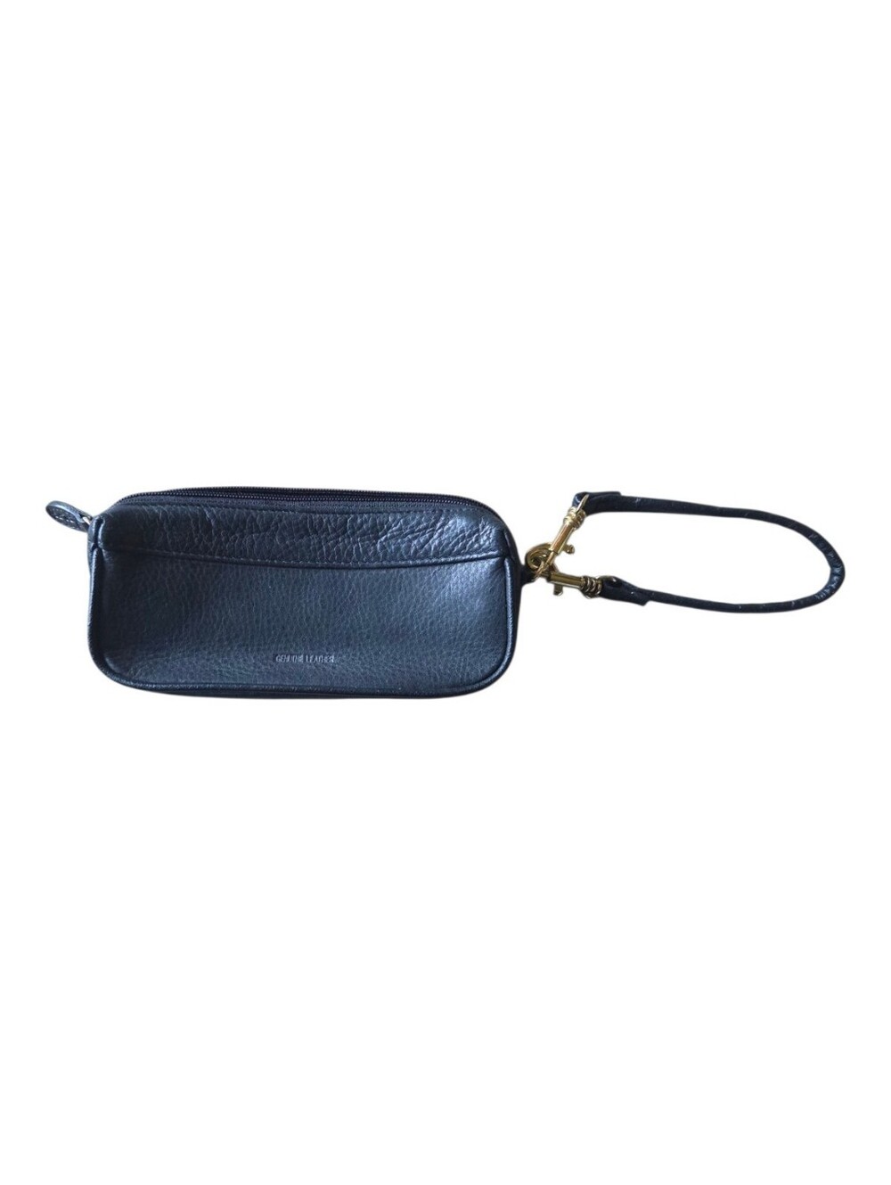Vintage Rolfs Black Pebbled Leather Wristlet